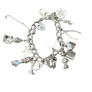 Vintage‎ Sterling Silver Loaded Charms Bracelet